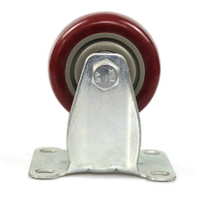 3 inch medium duty plate rigid jujube red mute PVC casters